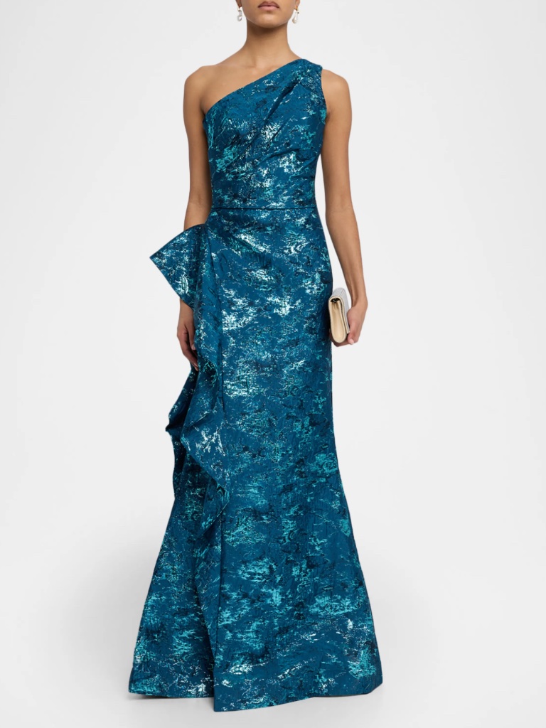 Mother Of The Bride/Groom Gown, Teal One-Shoulder Size 6 Gown, Teri Jon
